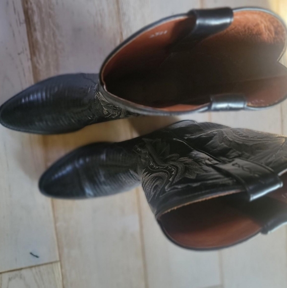 Dan Post Winston Lizard Western boots black leather mens 8.5 - Picture 8 of 8